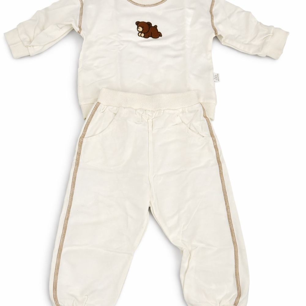 Cream Baby Outfit with Bear Design